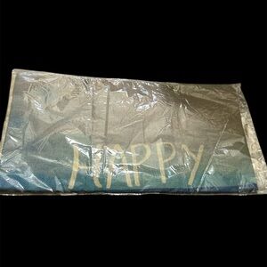 GRAPHIC “Happy Place” Beach Secene like Watercolor 17’ X 17.’ NWT